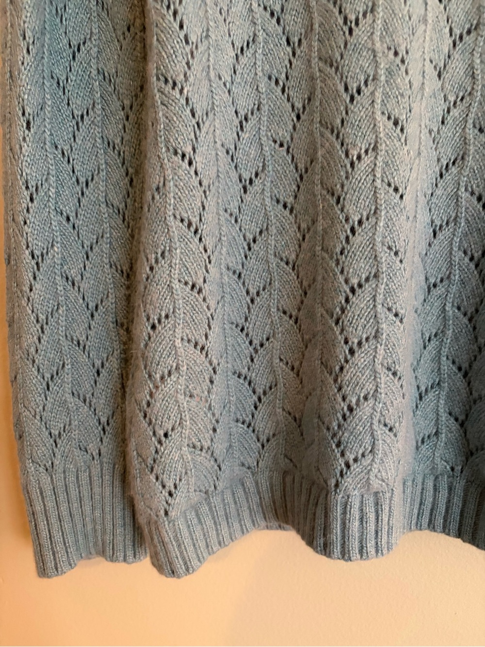 LL Bean Cardigan M Blue Lambswool Angora Cashmere Knit Grandmacore Cottagecore - Picture 10 of 16
